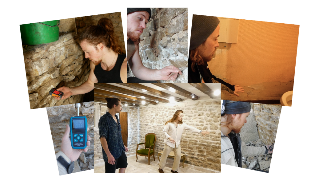 des images montrant sam le bricoleur entrain de faire des analyses du batiment